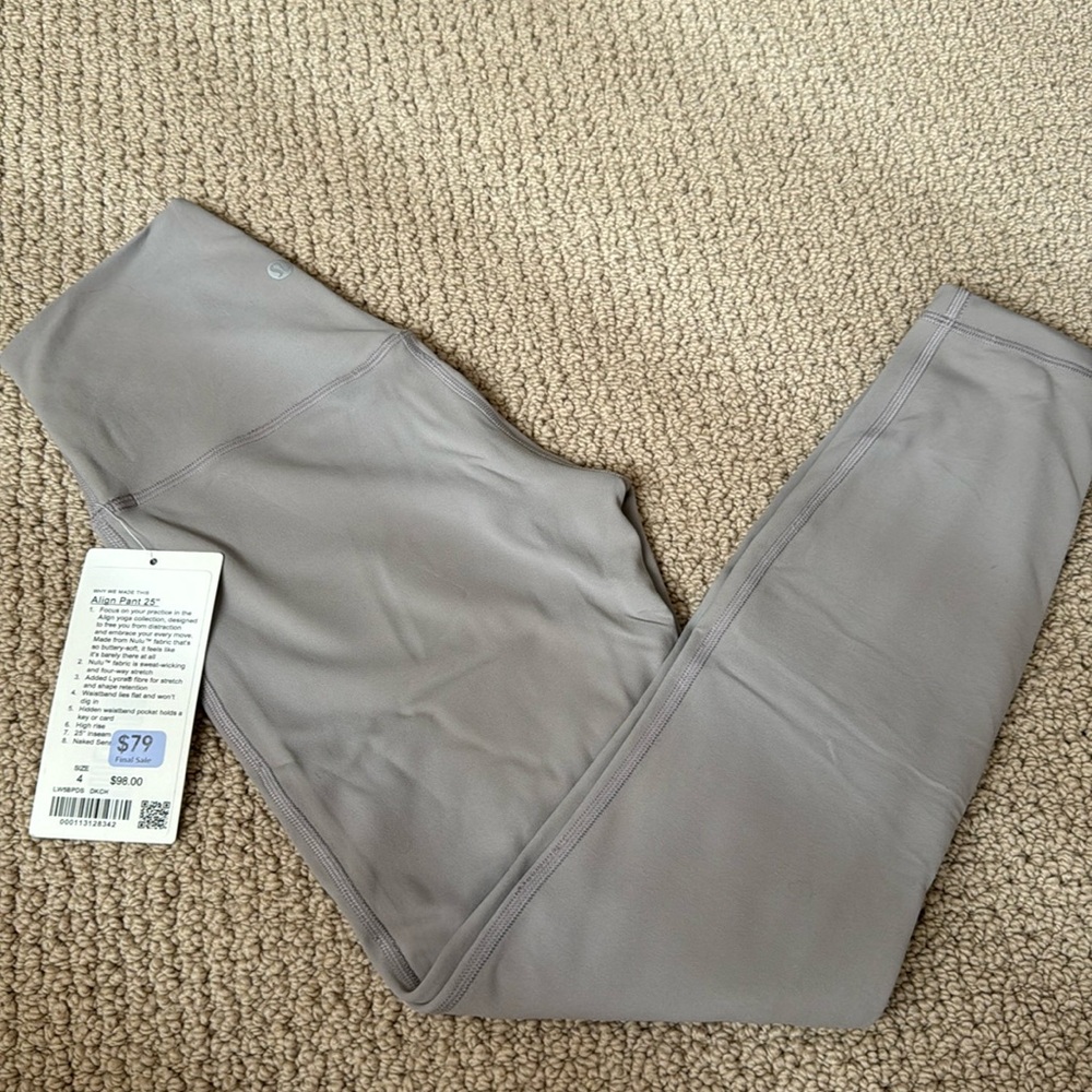 BNWT Lululemon Align Pant Dark Chrome size 4